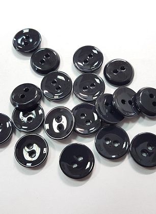 Пуговица пластик 2 прокола d-14мм черная - итальянские ткани Тессутидея F-5493