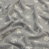Футер хлопок с вышивкой (о) серый - итальянские ткани Тессутидея арт. 12-0958