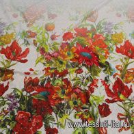 Шитье (н) бордюр из полевых цветов на белом - итальянские ткани Тессутидея арт. 01-7147