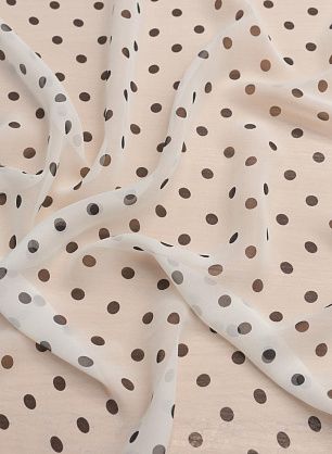 Шифон (н) черный горох на молочном - в интернет-магазине тканей Тессутидея арт. 10-2638