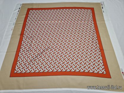 Платок 90*90см бежево-оранжевый - итальянские ткани Тессутидея арт. F-6032