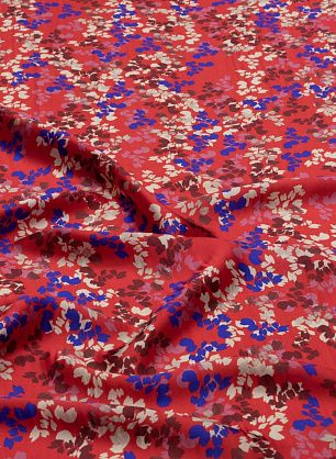 Шелк атлас (н) сине-бело-бордовый рисунок на красном - в интернет-магазине тканей Тессутидея арт. 10-2707