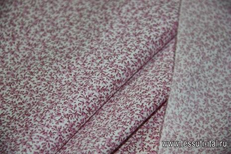 Сорочечная стрейч (н) розовый цветочный орнамент на белом ш-150см - итальянские ткани Тессутидея арт. 01-3337