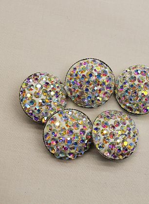 Пуговица металл серебро на ножке d-20мм со стразами - в интернет-магазине тканей Тессутидея арт. F-6215