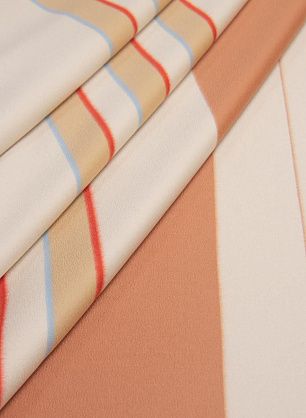 Пальтовая дабл двухслойная купон (1,05м) (н) красно-бежево-голубые полосы Loro Piana - в интернет-магазине тканей Тессутидея арт. 09-1826