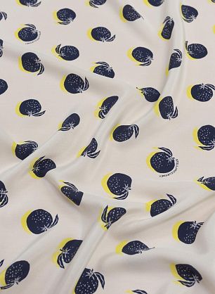 Крепдешин (н) синие апельсины на айвори - в интернет-магазине тканей Тессутидея арт. 10-2563