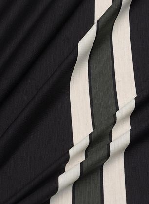 Трикотаж шерсть купон (0,94м) (н) бело-зеленые полосы на черном - в интернет-магазине тканей Тессутидея арт. 15-1061