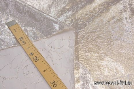 Органза с люрексом (н) золотой рисунок на айвори - итальянские ткани Тессутидея арт. 03-6530