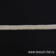 Тесьма расшитая биссером и стеклярусом молочная ш-2см - итальянские ткани Тессутидея арт. F-6296