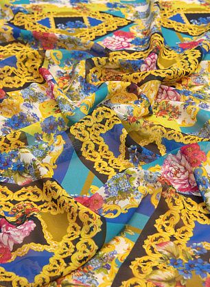 Шифон (н) яркий орнамент - печворк в стиле Pierre Cardin - в интернет-магазине тканей Тессутидея арт. 10-1089