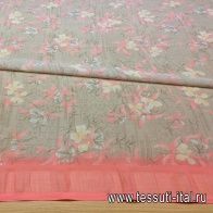 Шифон (н) розово-коричнево-голубой цветочный орнамент на бежевом Raffaella Curiel - итальянские ткани Тессутидея арт. 03-4604