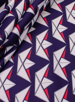 Хлопок стрейч (н) лодки на темно-синем - в интернет-магазине тканей Тессутидея арт. 01-4983