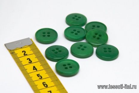 Пуговица пластик 4 прокола d-16мм ярко-зеленая - итальянские ткани Тессутидея арт. F-4639