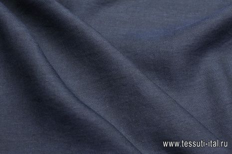 Лен костюмный (о) темно-синяя елочка - итальянские ткани Тессутидея арт. 16-1096