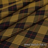 Костюмная (н) желто-красная стилизованная клетка на черном - итальянские ткани Тессутидея арт. 05-3783