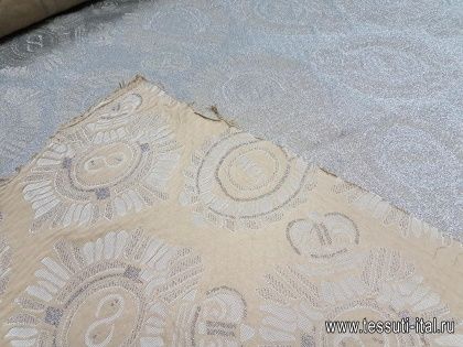 Трикотаж фактурный с люрексом (н) серебрянно-бежевый - итальянские ткани Тессутидея арт. 13-1195