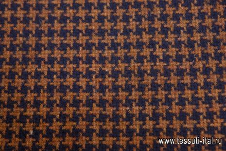 Костюмная (н) сине-коричневая гусиная лапка - итальянские ткани Тессутидея арт. 05-3855