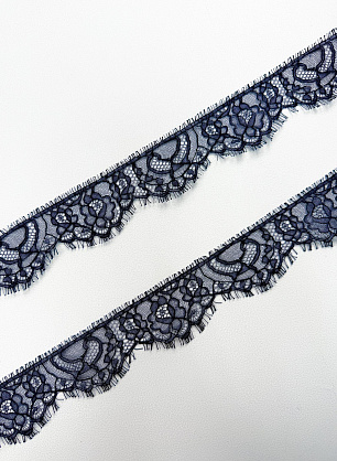 Кружево (о) темно-синее ш-5см - итальянские ткани Тессутидея.