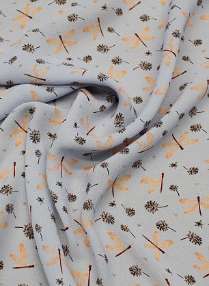 Шифон (н) стрекозы и одуванчики на голубом - в интернет-магазине тканей Тессутидея арт. 10-3486