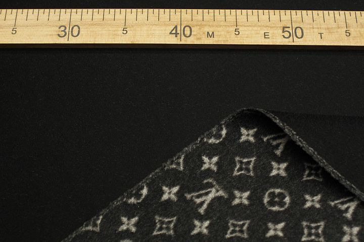 Пальтовая кашемир дабл двухслойная 430 г/м (н) логотип на темно-сером/черная - итальянские ткани Тессутидея арт. 09-2161