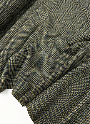 Костюмная шерсть (н) сине-желто-зеленая клетка - в интернет-магазине тканей Тессутидея арт. 05-5236