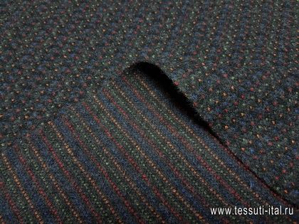 Трикотаж шерсть двухслойный (н) цветные вкрапления на сером - итальянские ткани Тессутидея арт. 15-0735