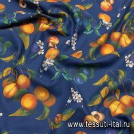 Лен (н) сливы и персики на темно-синем - итальянские ткани Тессутидея арт. 16-0776