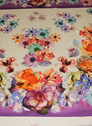 Сатин стрейч купон (1м) (н) крупный цветочный орнамент - в интернет-магазине тканей Тессутидея арт. 01-2383