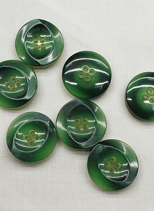 Пуговица пластик 4 прокола d-23мм зеленая - итальянские ткани Тессутидея F-6967