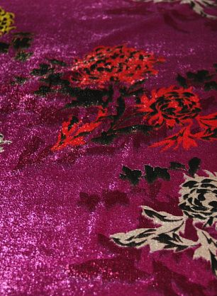 Бархат стрейч (н) цветы на сиреневом ш-90см ETRO - в интернет-магазине тканей Тессутидея арт. 03-3180