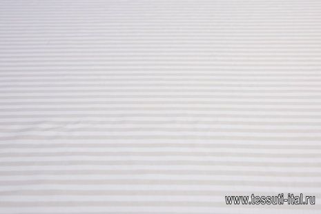 Лен (н) бело-бежевая поперечная полоска - итальянские ткани Тессутидея арт. 16-0609