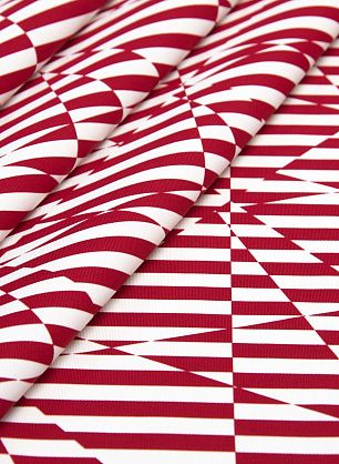 Хлопок репс (н) красно-белый геометрический орнамент - в интернет-магазине тканей Тессутидея арт. 01-5700