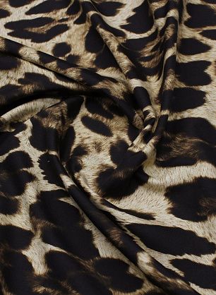 Шелк+хлопок кади (н) бежево-коричневый хищный принт - в интернет-магазине тканей Тессутидея арт. 10-3838