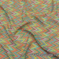 Шифон (н) красно-желто-зеленый геометрический принт - итальянские ткани Тессутидея арт. 10-2661