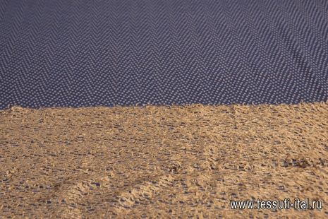 Панбархат длинноворсовый (н) сине-коричневый - итальянские ткани Тессутидея арт. 10-1190