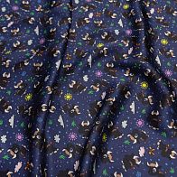 Шелк атлас (н) мультипликационный рисунок на темно-синем в стиле Balenciaga - итальянские ткани Тессутидея арт. 10-1979
