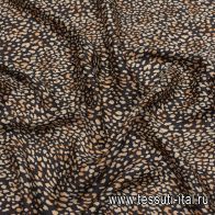 Шелк дама (н) черно-бежевый хищный принт - итальянские ткани Тессутидея арт. 10-2921