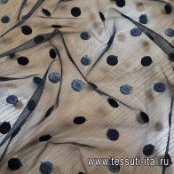 Сетка плательная (о) черный горох на черном - итальянские ткани Тессутидея арт. 03-6498