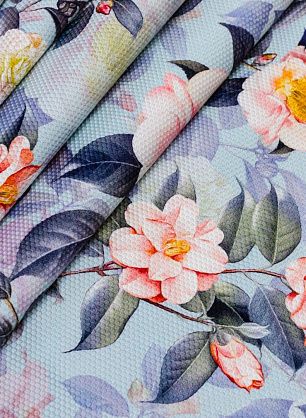 Хлопок пике (н) цветочный орнамент на светло-голубом - в интернет-магазине тканей Тессутидея арт. 01-5141