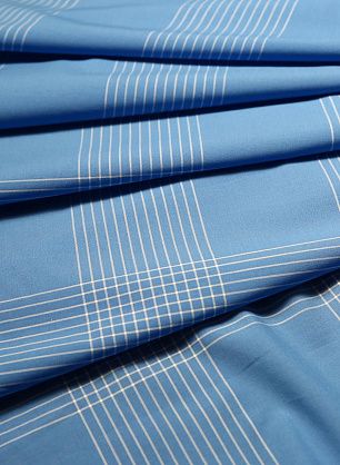 Сорочечная клетка стрейч (н) бело-голубая - в интернет-магазине тканей Тессутидея арт. 01-3533