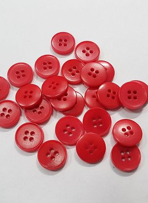 Пуговица пластик 4 прокола d-15мм красная - в интернет-магазине тканей Тессутидея арт. F-5341
