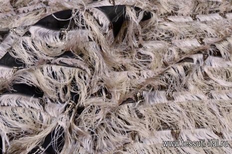 Органза филькупе с люрексом (н) бежево-черная - итальянские ткани Тессутидея арт. 03-5562