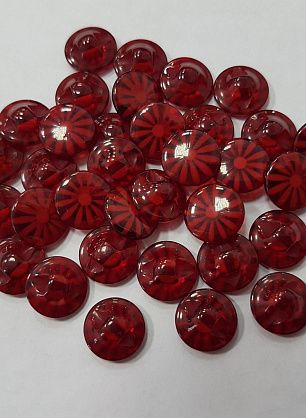 Пуговица пластик на ножке d-12мм красная ромашка - итальянские ткани Тессутидея F-5226