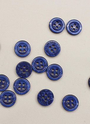 Пуговица пластик 4 прокола d-11мм синяя с ободком - итальянские ткани Тессутидея F-6547