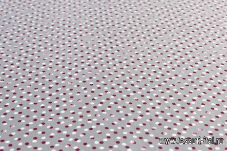 Шифон дама (н) красно-белый горох на белом - итальянские ткани Тессутидея арт. 10-1326