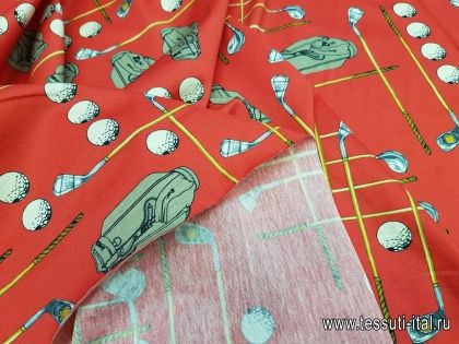 Трикотаж (н) гольф на красном Ralph Lauren - итальянские ткани Тессутидея арт. 12-0696