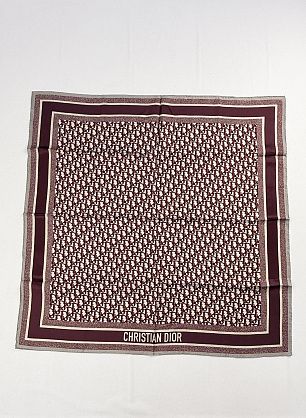 Шелк купон-платок двухсторонний 90*90см бежево-бордовый - в интернет-магазине тканей Тессутидея арт. F-7205