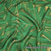 Жаккард с люрексом (н) золотой принт на зеленом - итальянские ткани Тессутидея арт. 03-6833