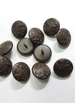 Пуговица металл на ножке d-18мм темно-коричневая с геральдикой - в интернет-магазине тканей Тессутидея арт. F-5175