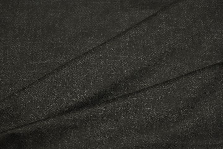 Костюмная шерсть+шелк (н) черно-серая стилизованная елочка - итальянские ткани Тессутидея арт. 05-4967